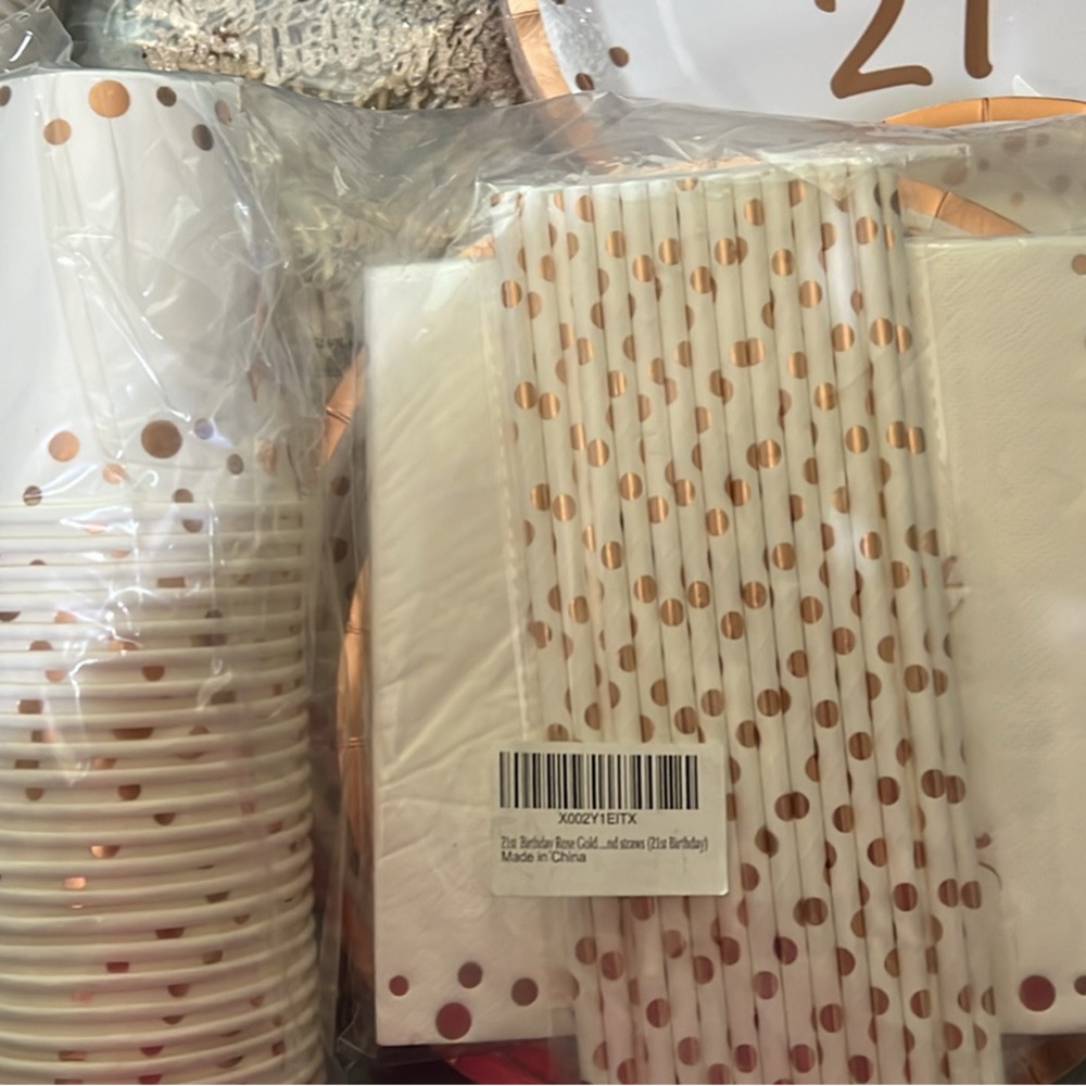 Turning 21 party plates, cups, straws, napkins. 72 piece bundle